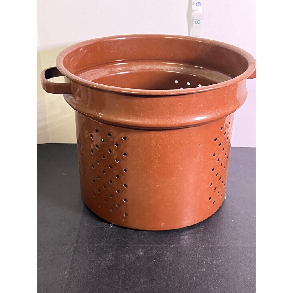 Vintage Enamel "The Everything Pot" Pasta Strainer‎ Colander Steamer (RA)